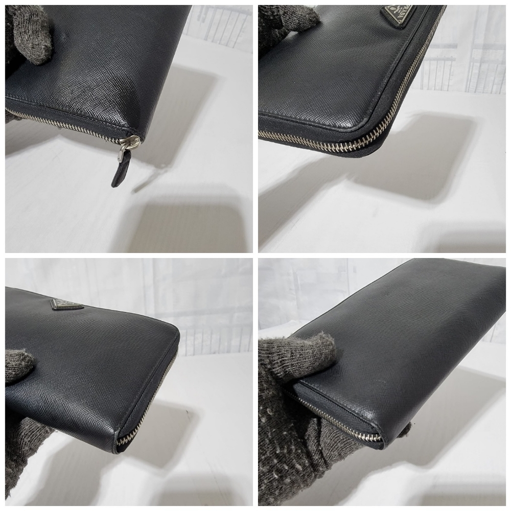 Prada Saffiano Leather Zip Around Wallet Black - Picture 11 of 13